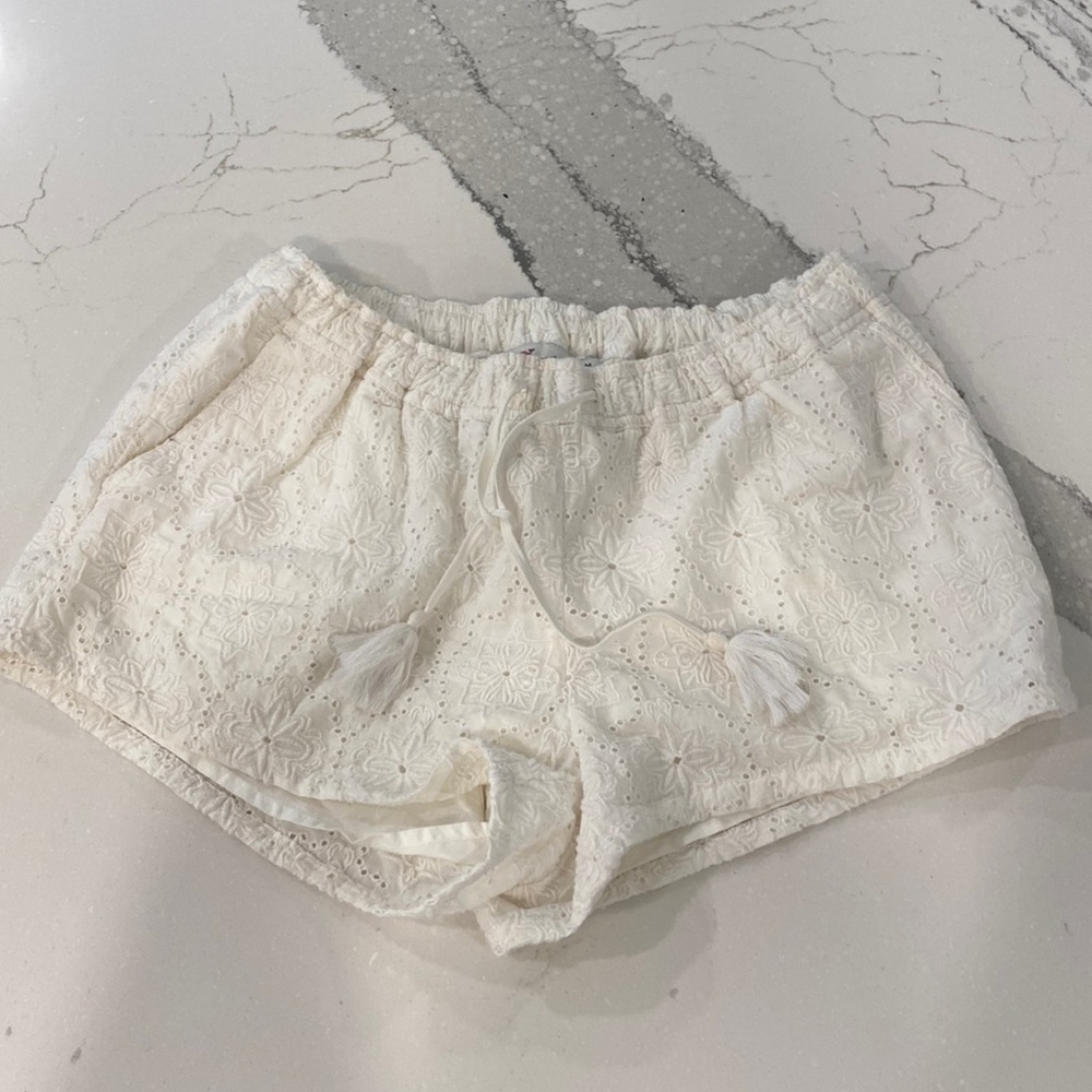 Off white eyelet shorts.